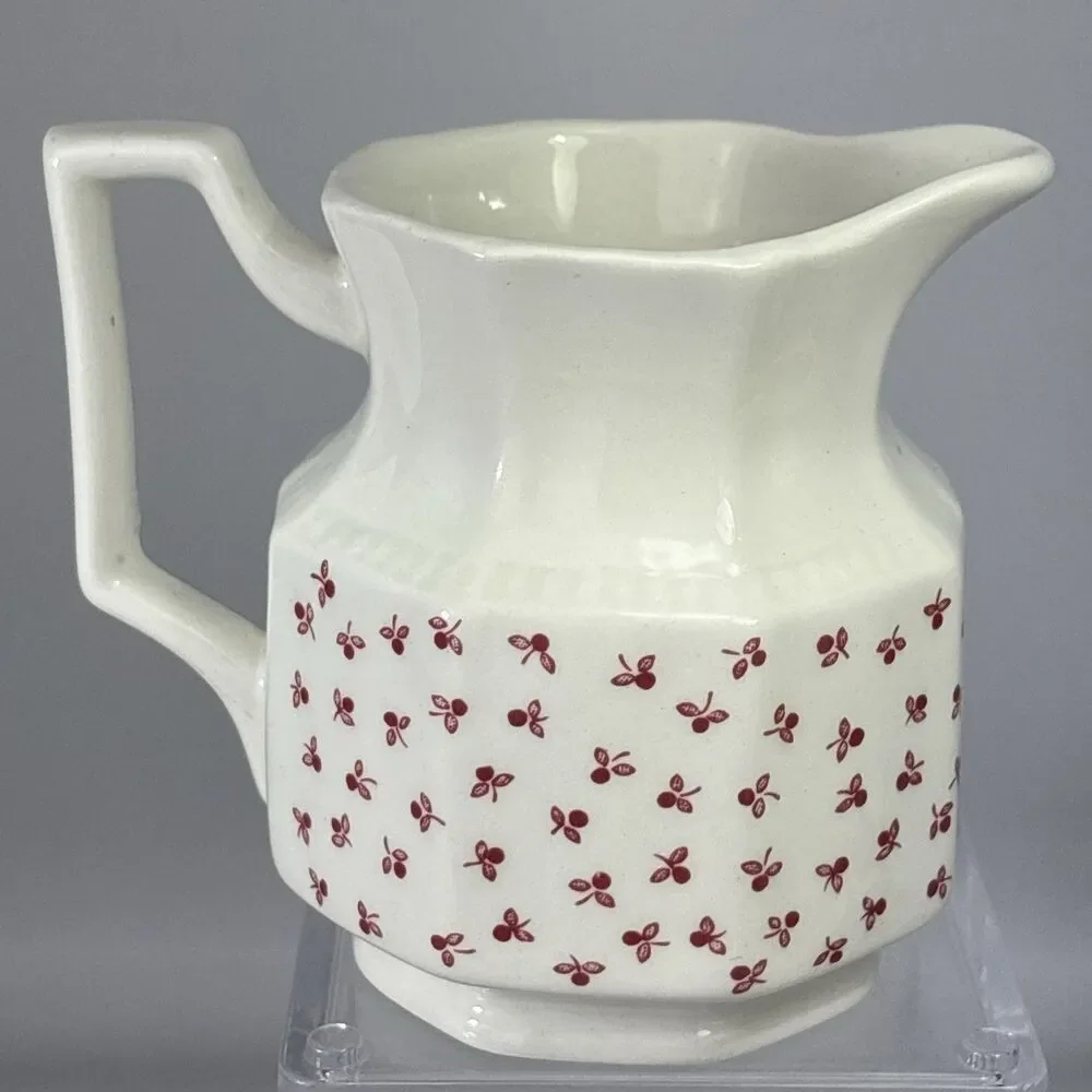 Wedgwood Katrina Creamer Red Chintz Floral Cream Pitcher England Bone China RARE